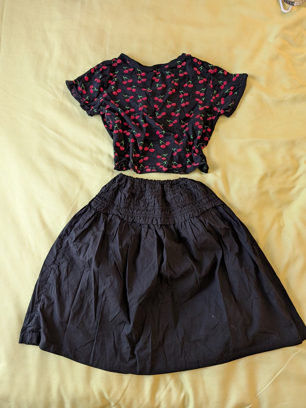 Classic Black A-Line Skirt with Smocked Waist